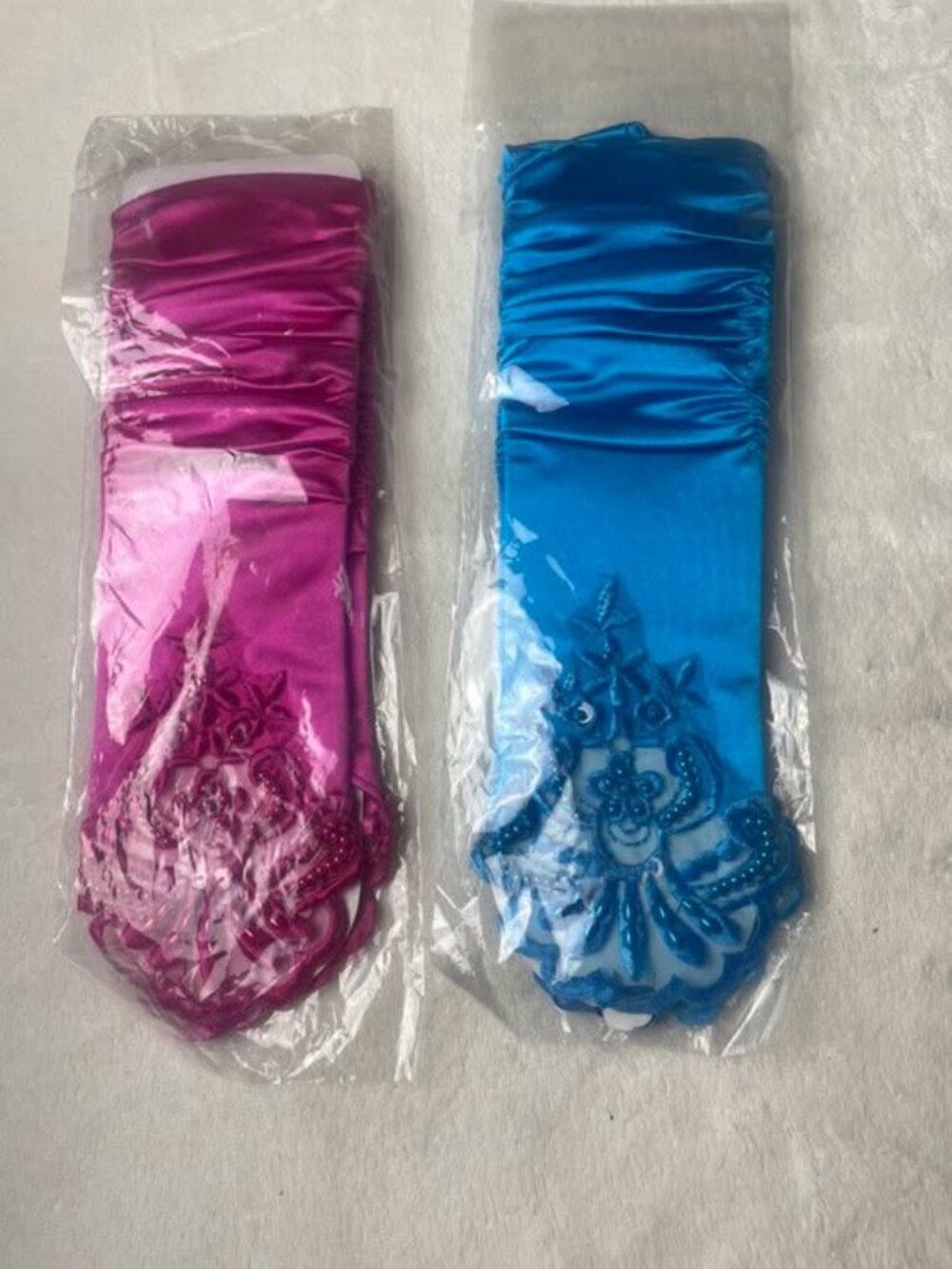 Choice of Color 1 Pair of New Adult Beaded Satin Elbow Length Fingerless Gloves